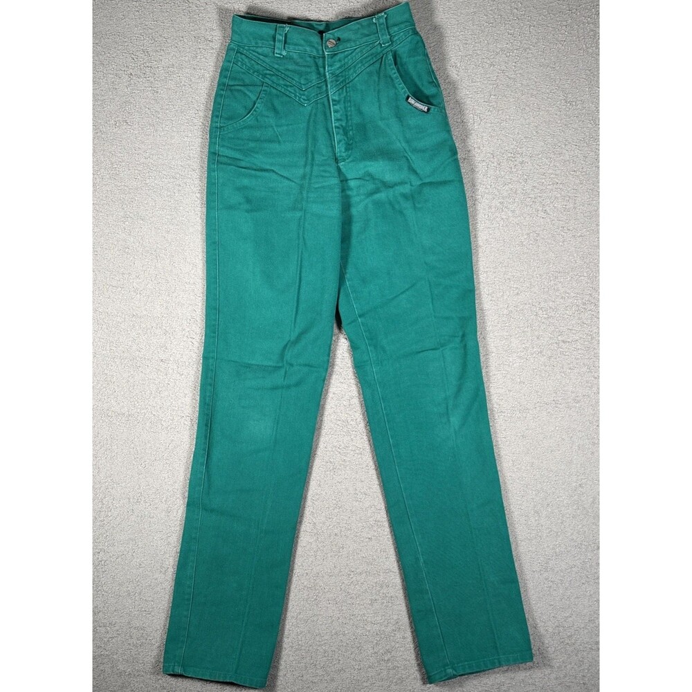 Vintage Roughrider By Circle T Jeans Womens Size 7/8 Teal Bareback Western Rodeo